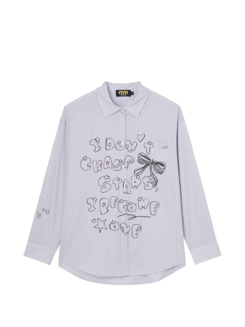 Mini Cream striped graphic-print shirt