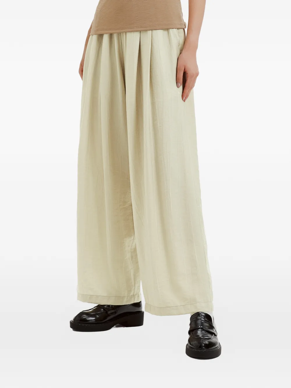 b+ab Plooibroek met wijde pijpen Beige