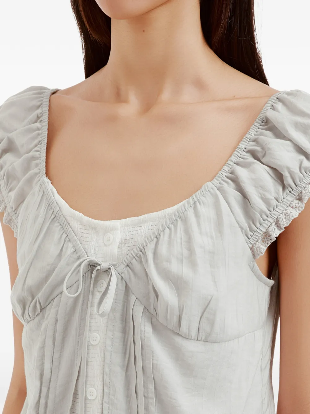 b+ab Gelaagde blouse en mini-rok met ruches Grijs