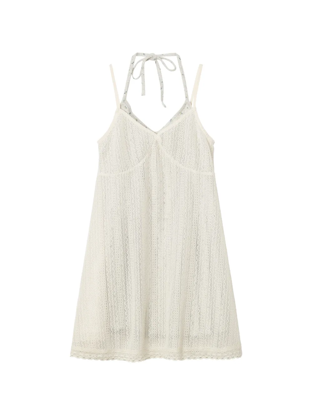 b+ab crochet-knit layered mini dress - Bianco