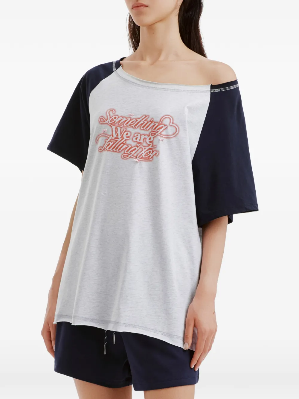 b+ab Pyjama met tekst en raglan mouwen Blauw