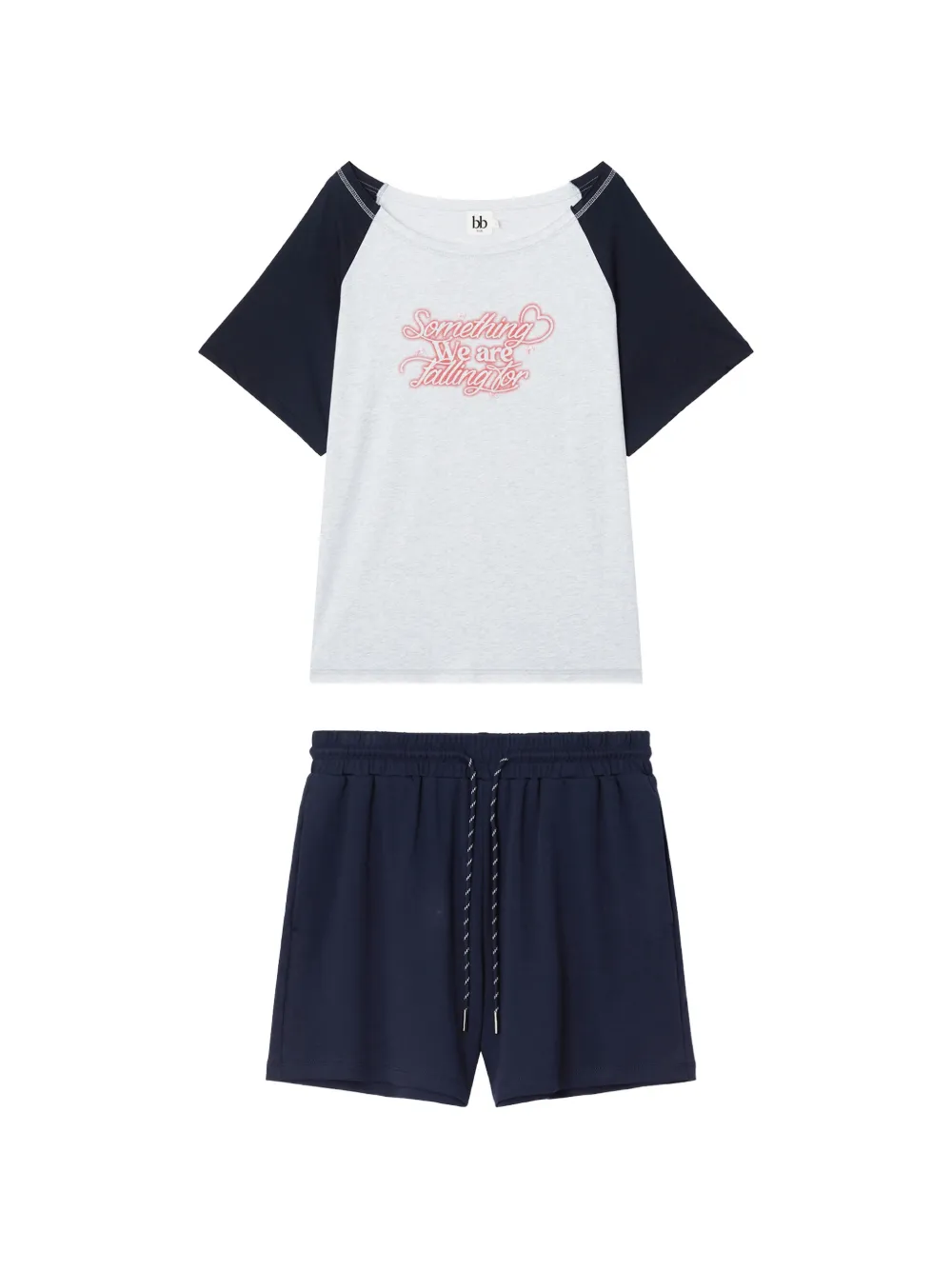 b+ab raglan-sleeve slogan-print pajamas - Blu