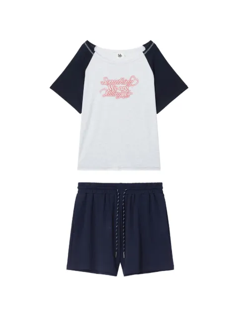 b+ab raglan-sleeve slogan-print pajamas