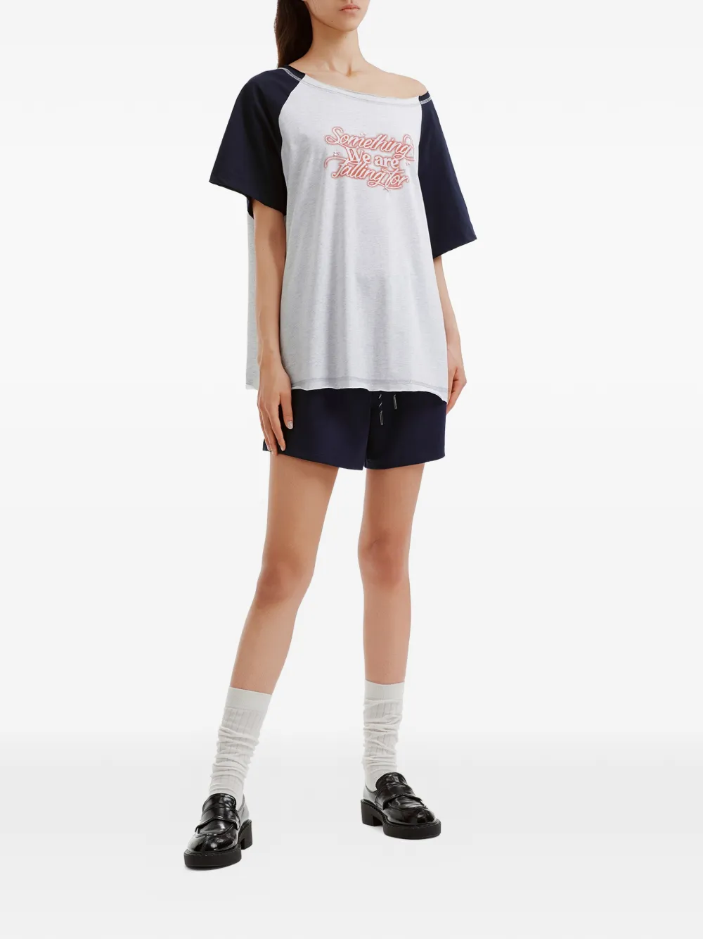 b+ab Pyjama met tekst en raglan mouwen Blauw