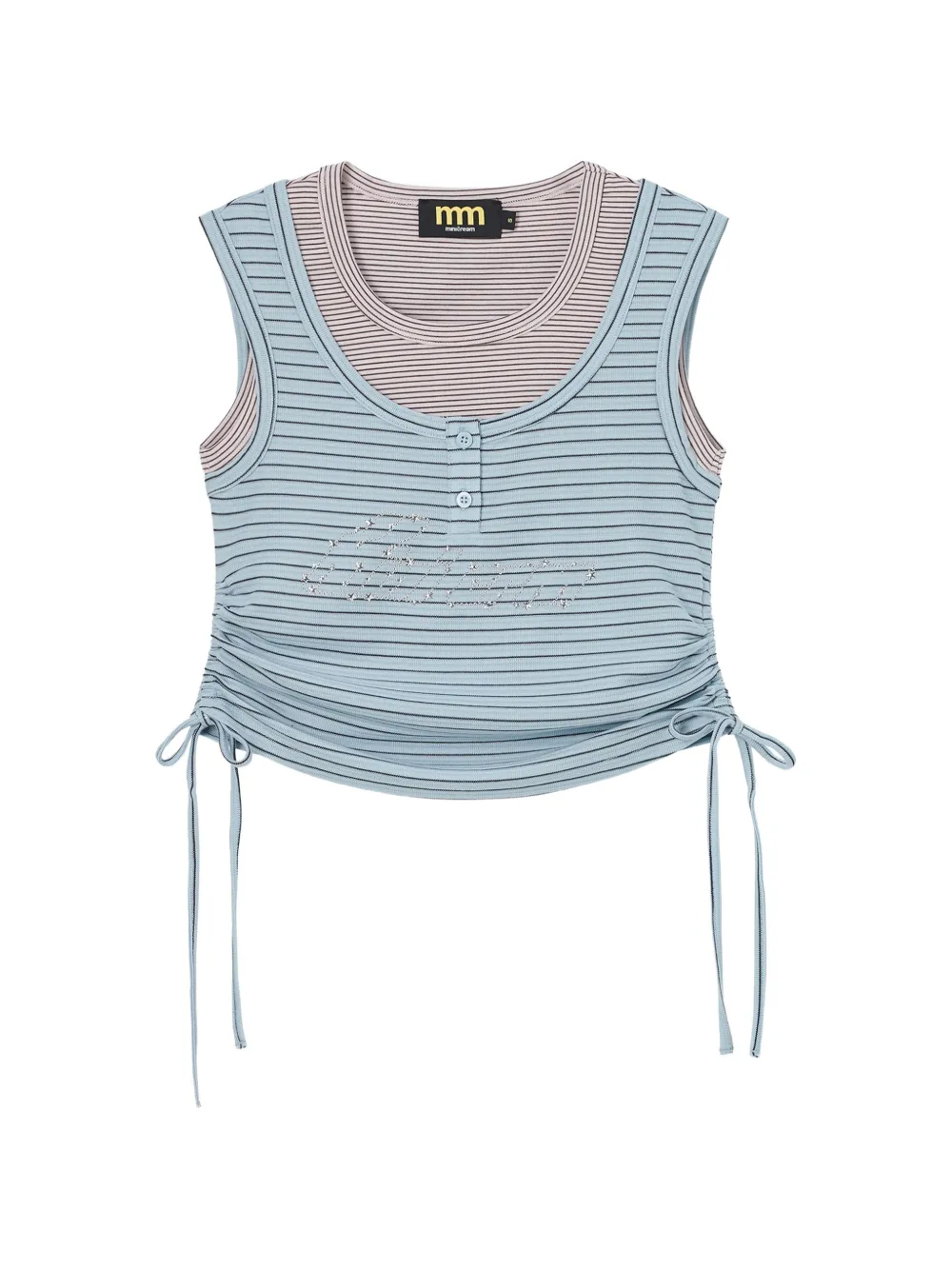 Mini Cream striped drawstring tank top