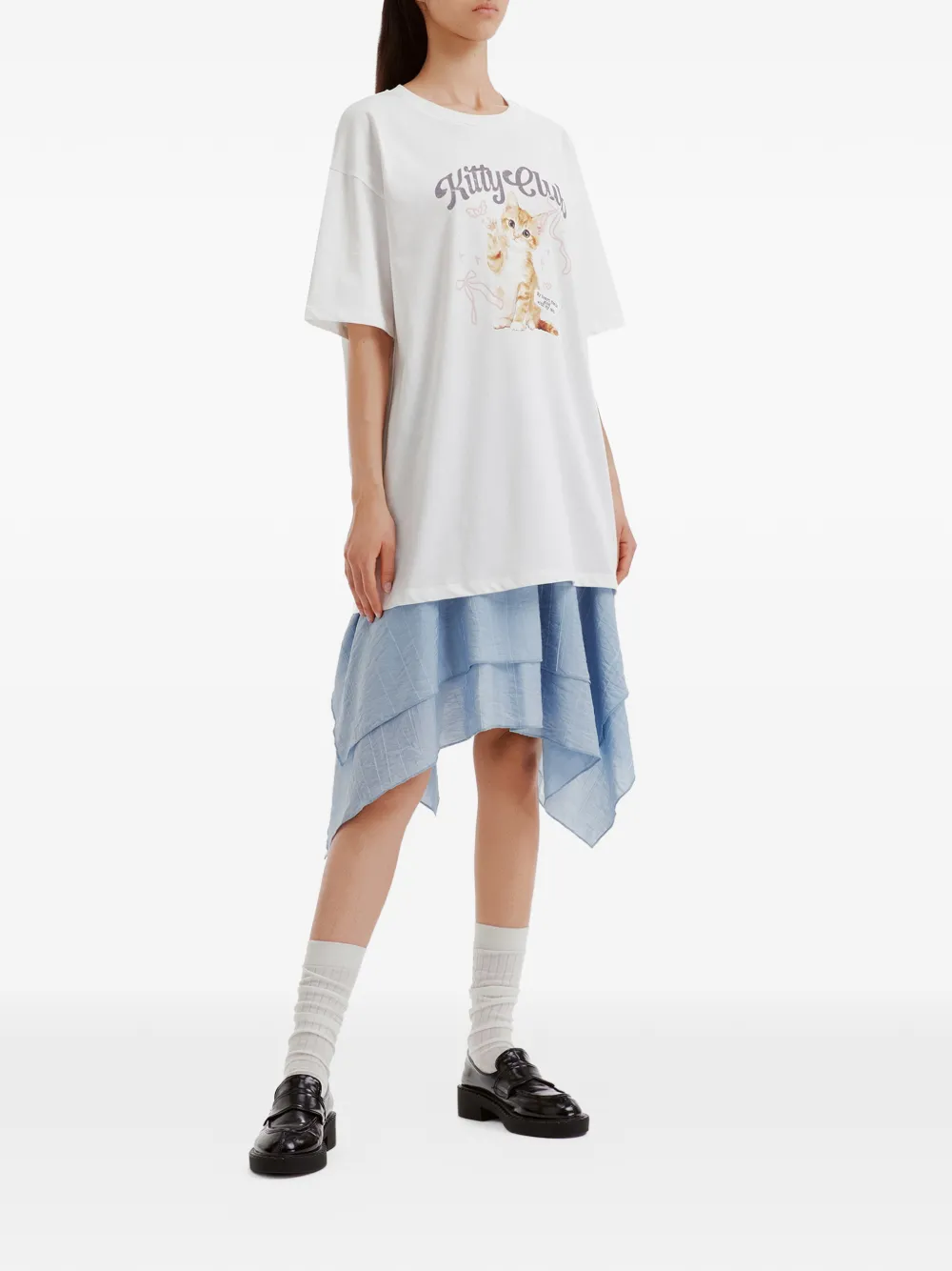 b+ab Asymmetrische gelaagde rok Blauw