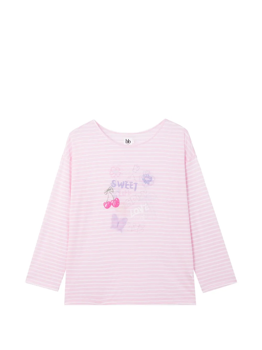b+ab striped graphic-print long-sleeve T-shirt