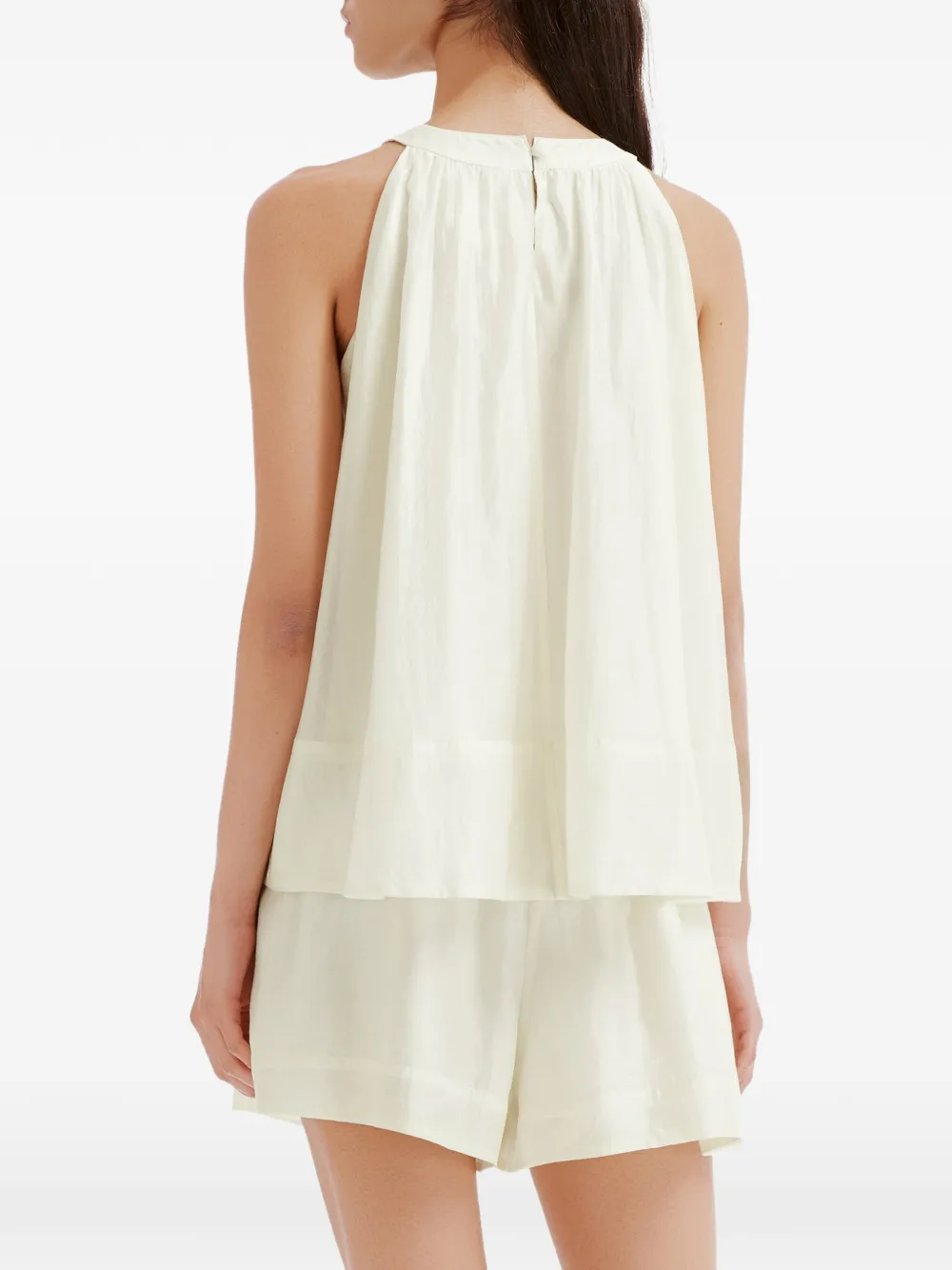 b+ab Mouwloze blouse en shorts set met strikdetail Beige