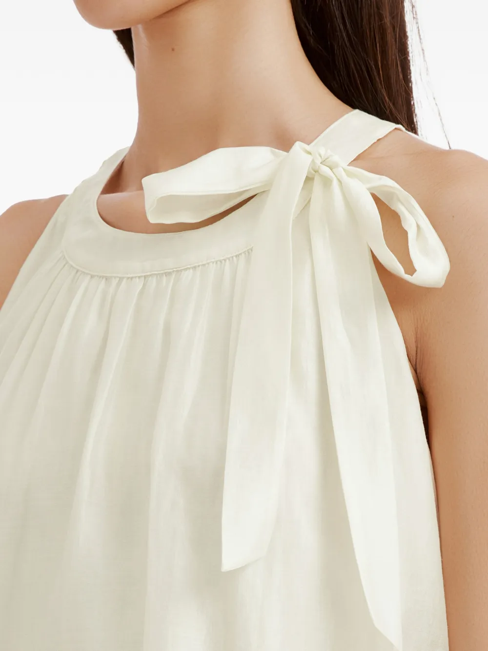 b+ab Mouwloze blouse en shorts set met strikdetail Beige