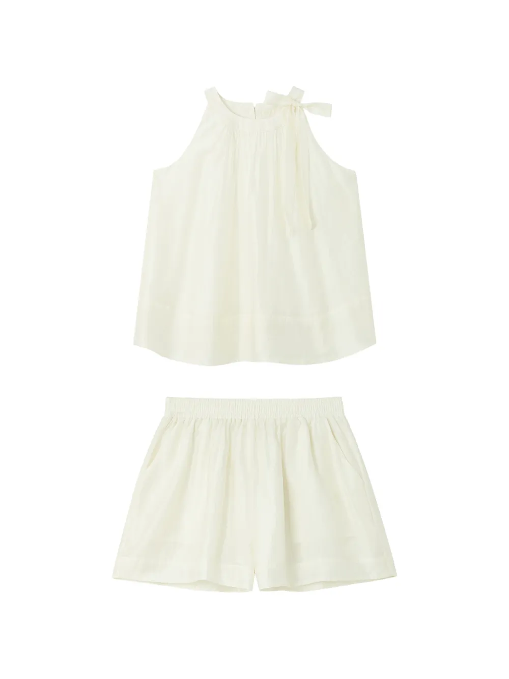 b+ab bow-detail sleeveless blouse and shorts set - Toni neutri