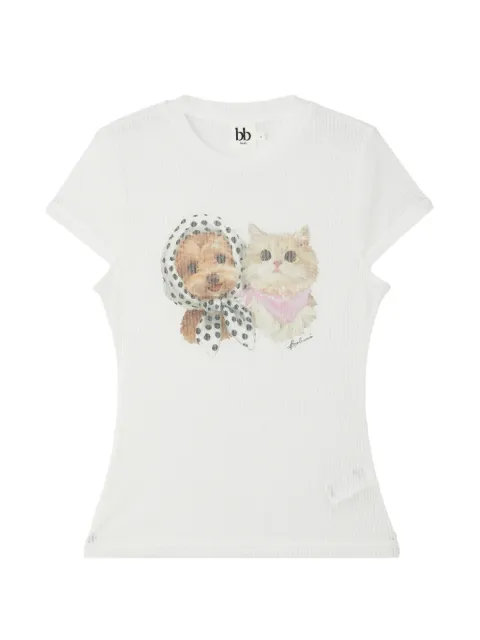 b+ab graphic-print ribbed T-shirt
