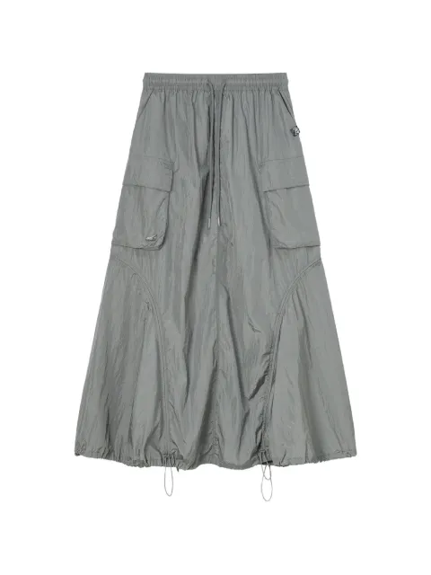 Mini Cream drawstring-hem cargo maxi skirt