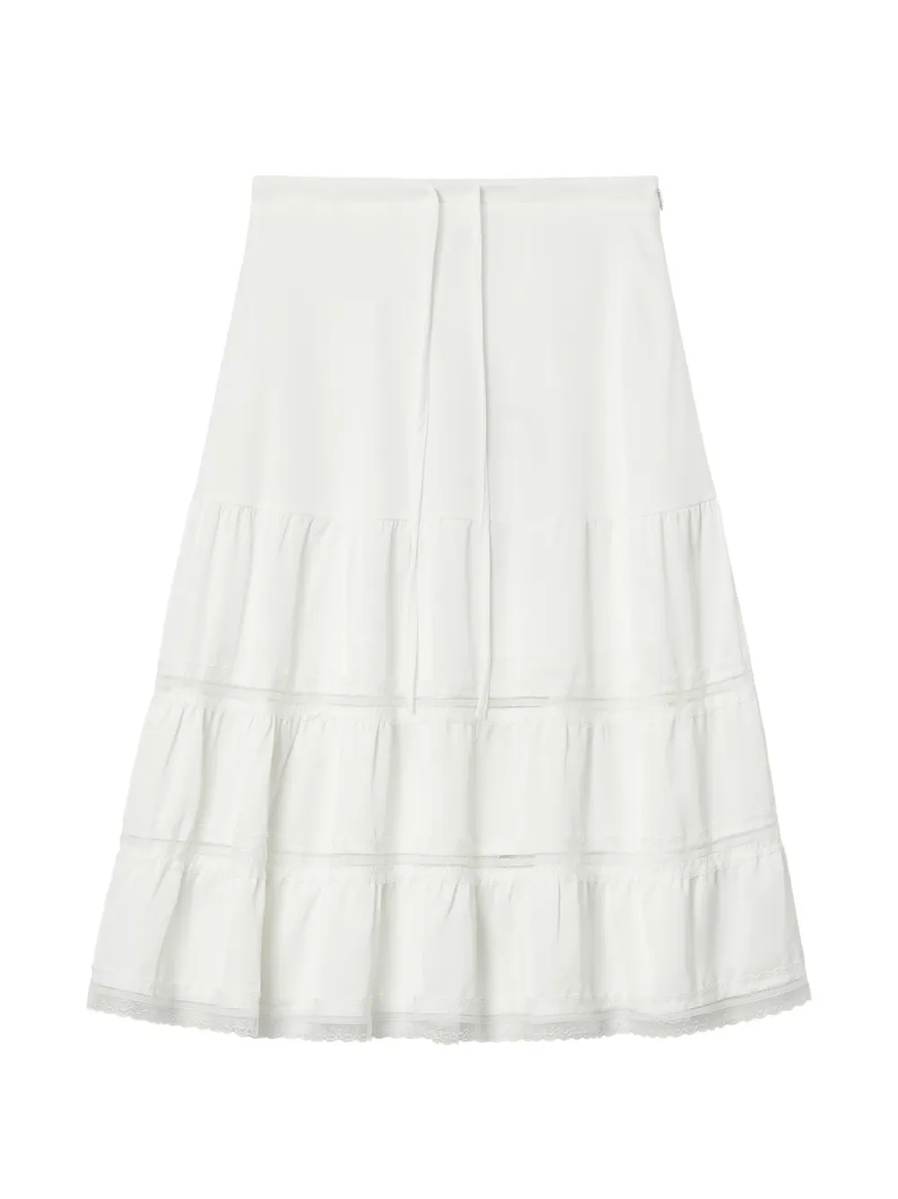 b+ab lace-trim tiered midi skirt - Bianco