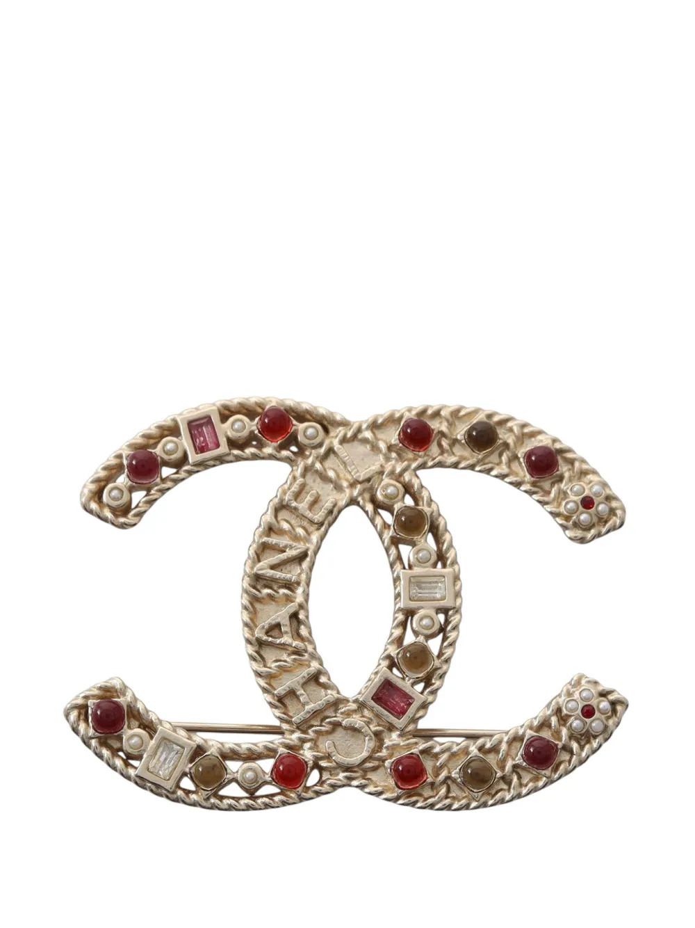 CHANEL Pre-Owned 2016 CC Brass Gripoix and Pearl Brooch costume brooch - Oro