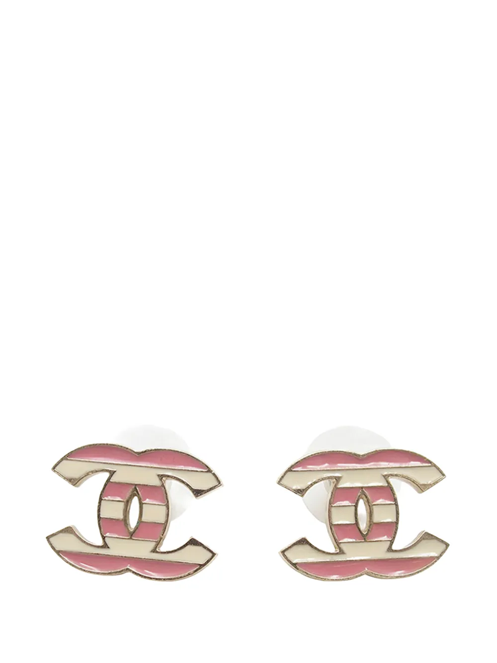 CHANEL Pre-Owned 2013 CC Brass Enamel Striped Earrings costume earrings - Oro