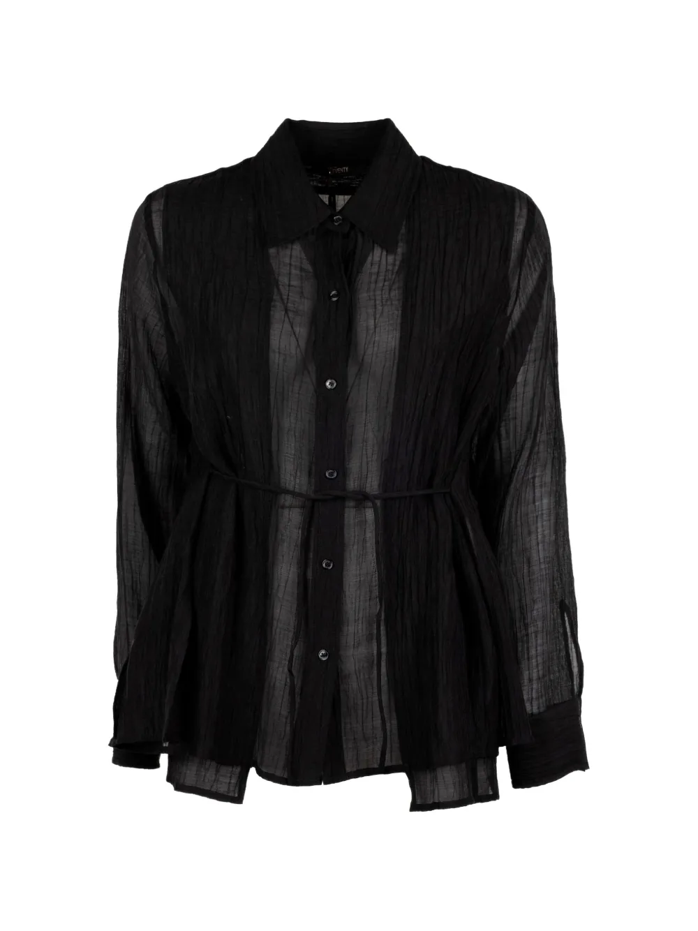 Seventy crinkled-finish belted shirt - Schwarz