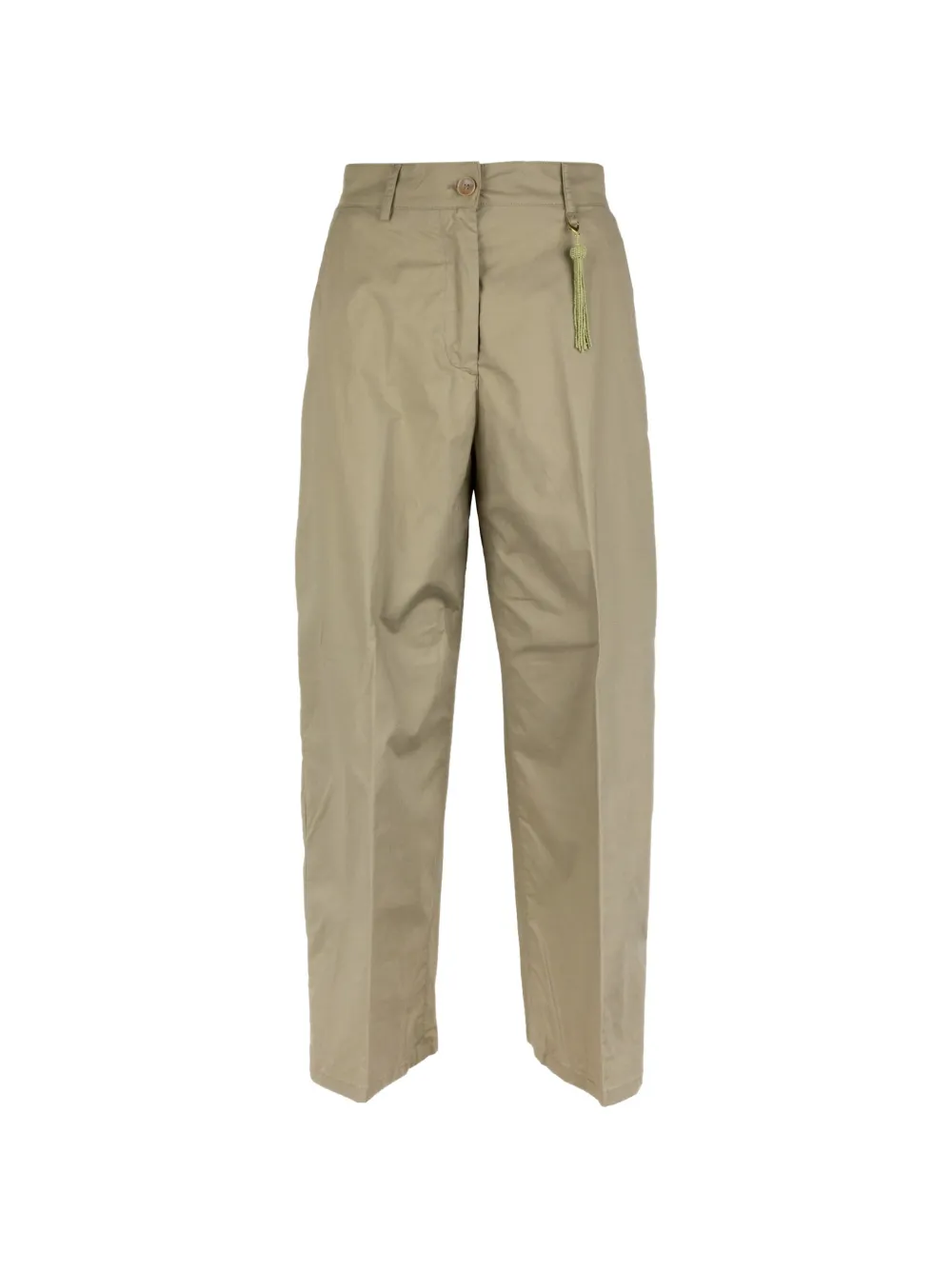 Seventy carrot-fit tassel-detail pressed-crease trousers - Verde