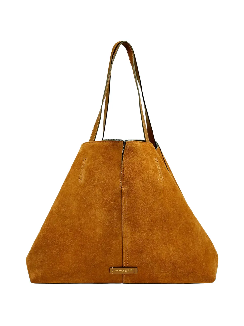 GIANNI CHIARINI large Maya suede tote bag - Marrone