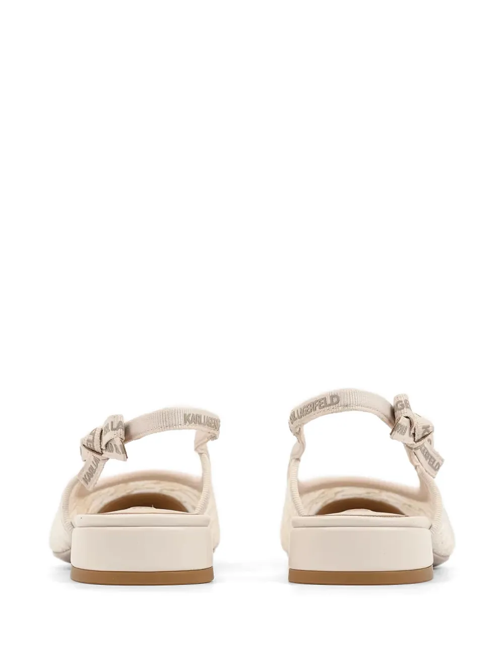 Karl Lagerfeld monogram-lace slingback pumps Beige