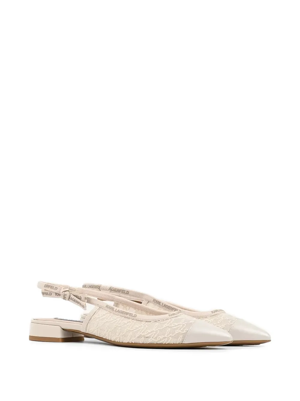 Karl Lagerfeld monogram-lace slingback pumps Beige
