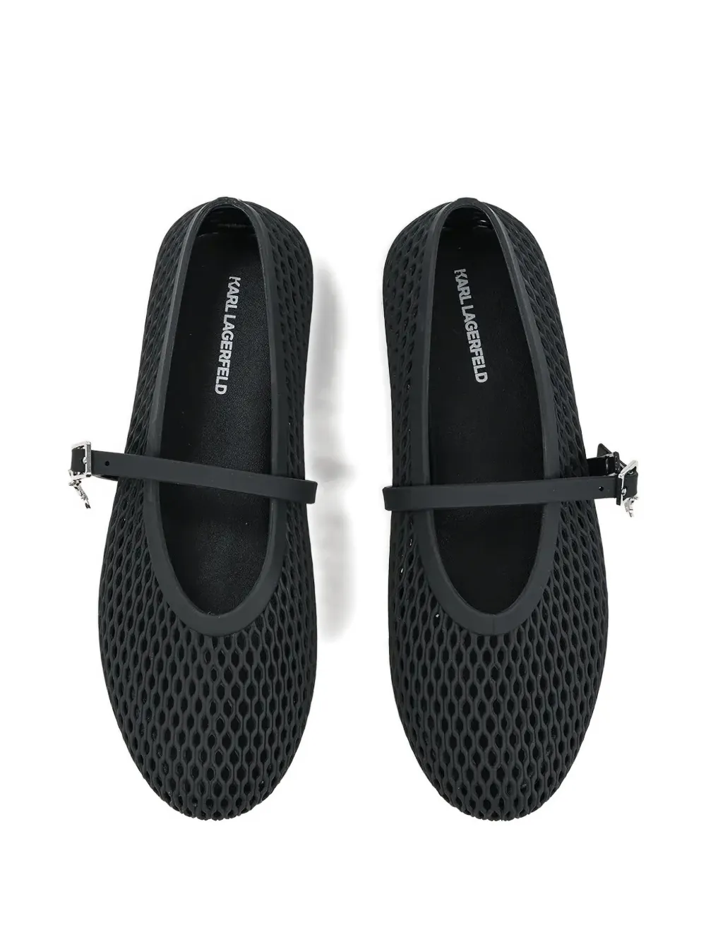 Karl Lagerfeld Jelly mesh-design buckle-strap ballet flats Zwart