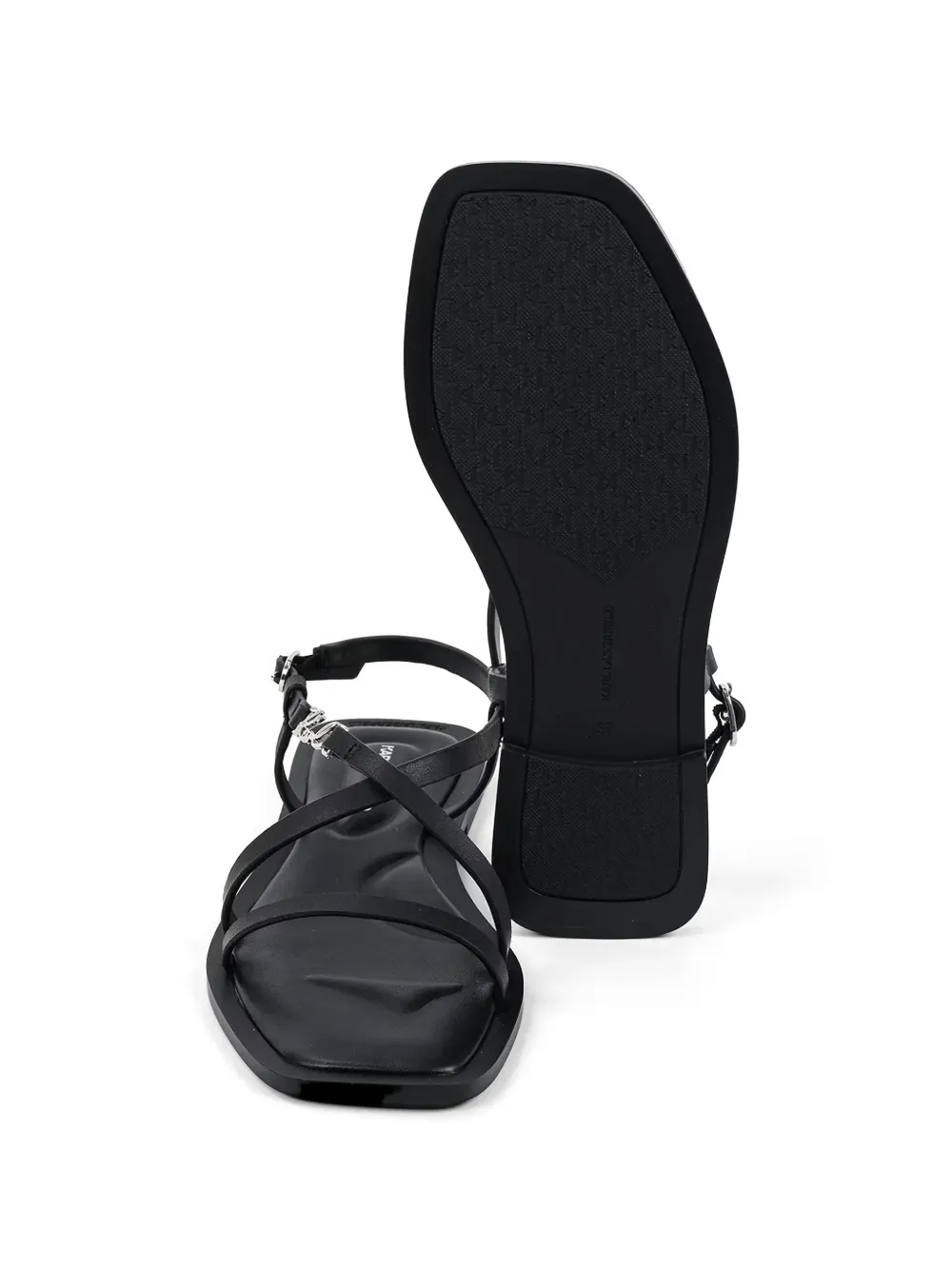 Karl Lagerfeld logo-plaque strappy sandals Zwart