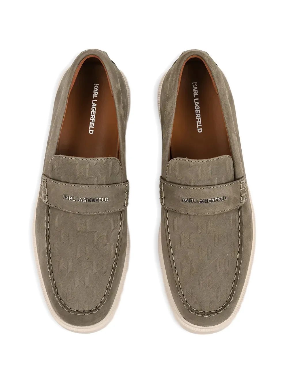 Karl Lagerfeld Kori monogram-embossed leather loafers Grijs
