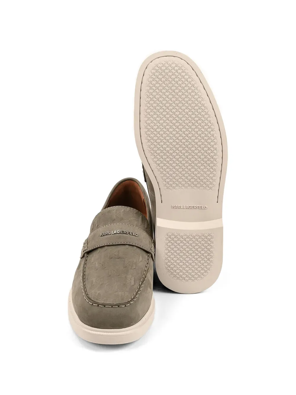Karl Lagerfeld Kori monogram-embossed leather loafers Grijs