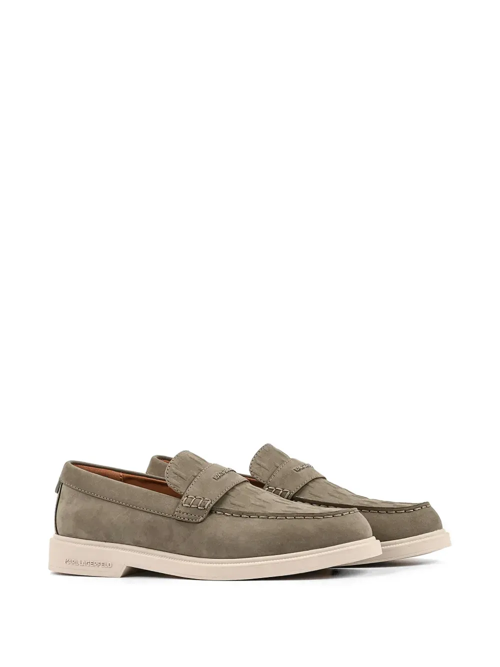 Karl Lagerfeld Kori monogram-embossed leather loafers Grijs