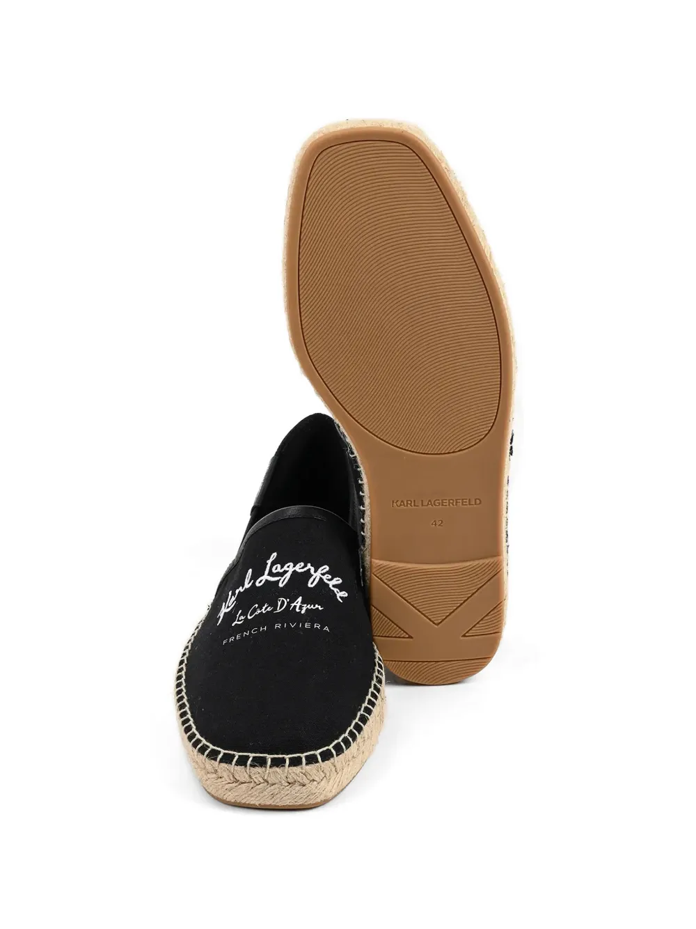Karl Lagerfeld logo-embroidered braided-sole espadrilles Zwart