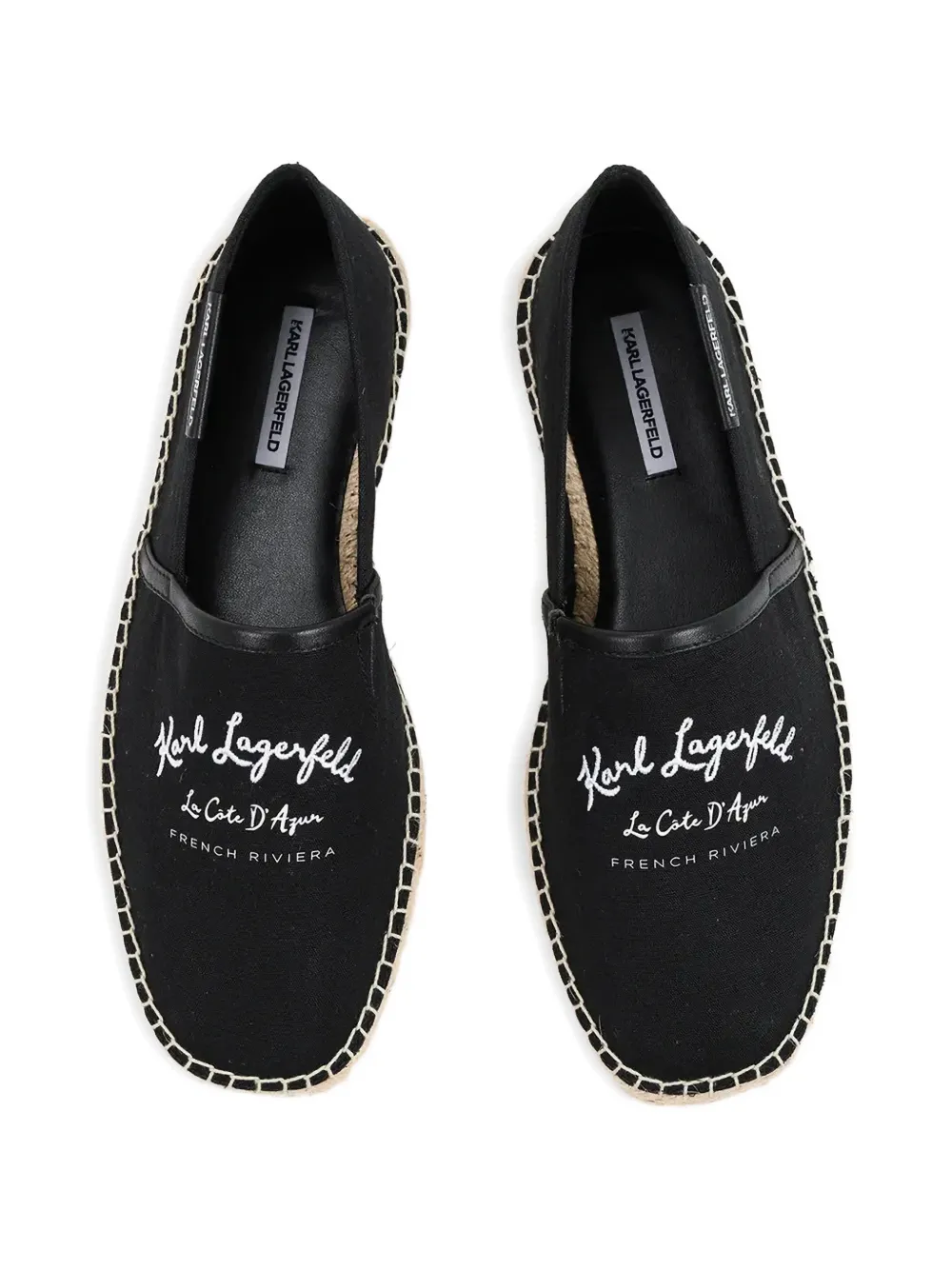Karl Lagerfeld logo-embroidered braided-sole espadrilles Zwart