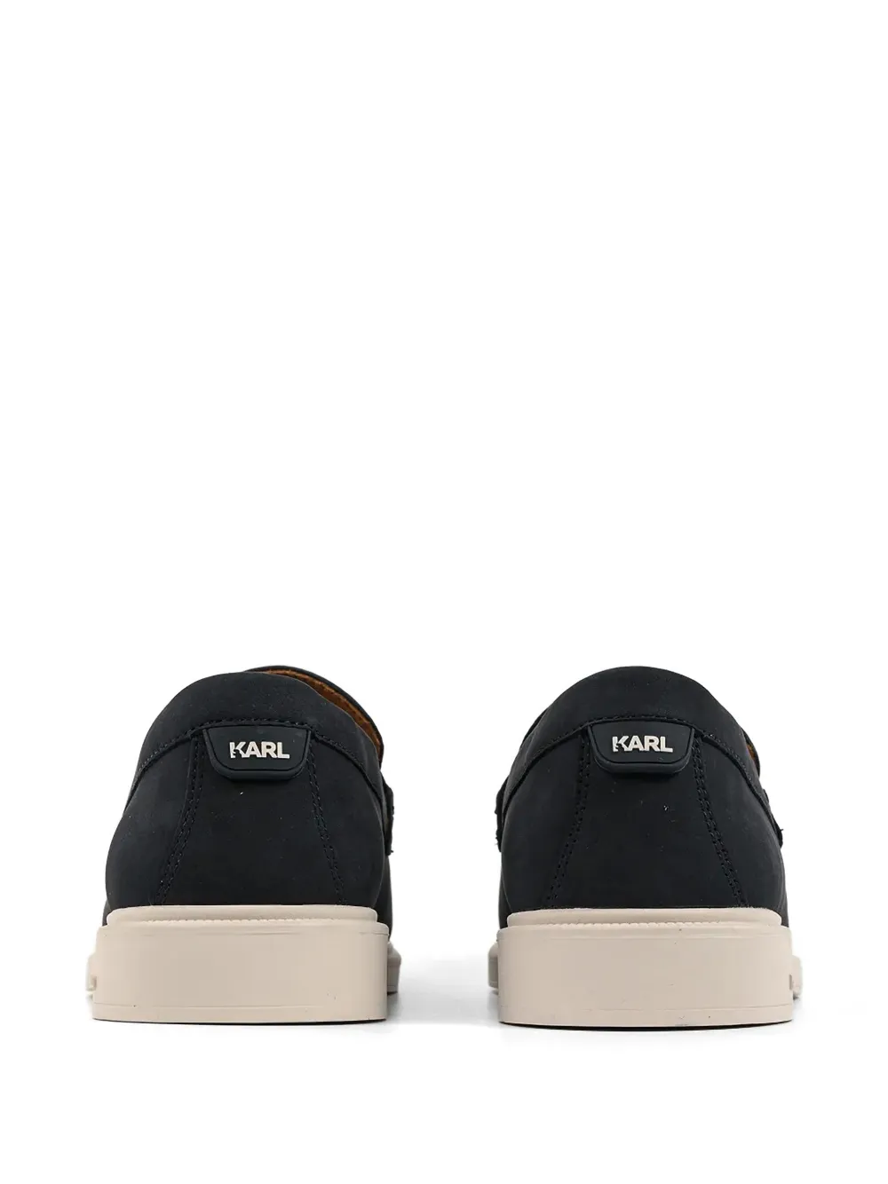 Karl Lagerfeld monogram-embossed leather loafers Blauw