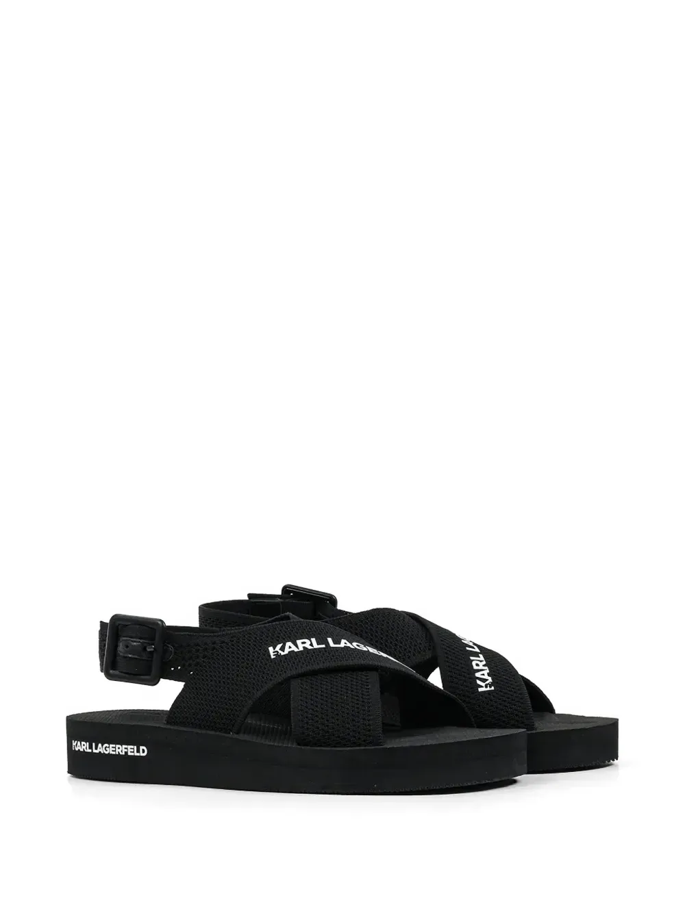 Karl Lagerfeld crossover-strap buckle-fastening sandals Zwart