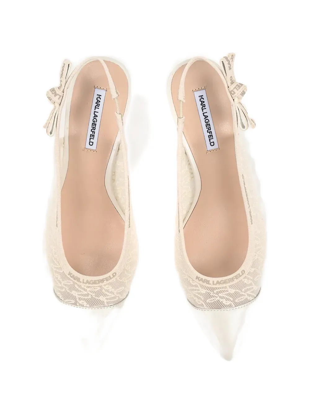 Karl Lagerfeld Sienna lace-panelled slingback pumps Beige
