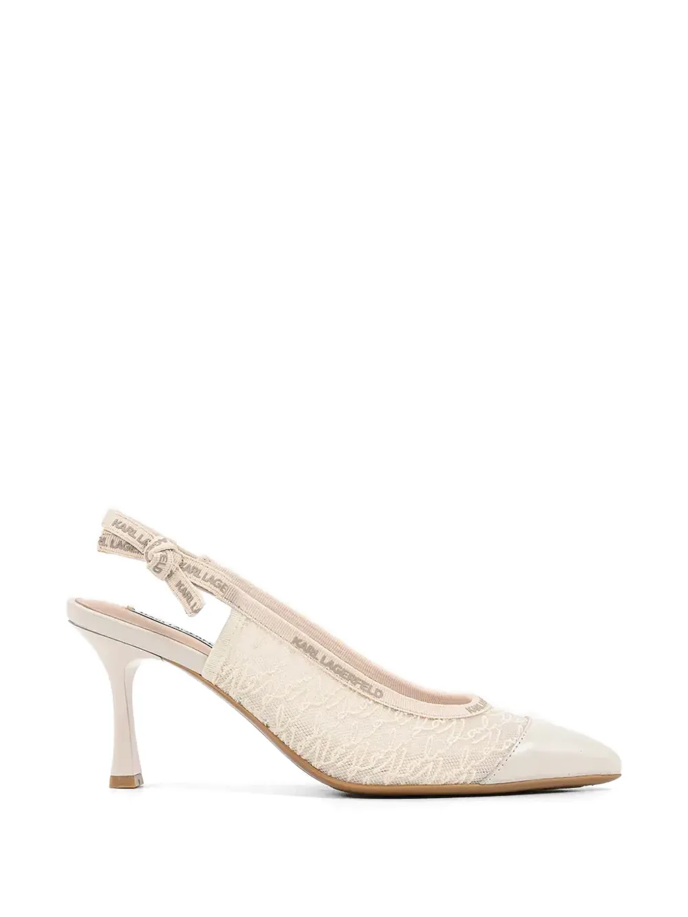 Karl Lagerfeld Sienna lace-panelled slingback pumps Beige