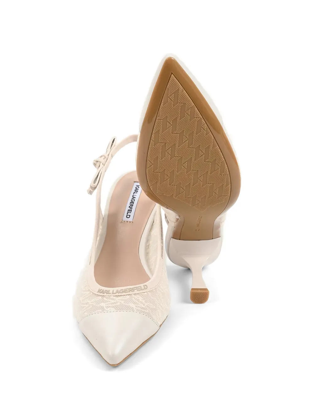 Karl Lagerfeld Sienna lace-panelled slingback pumps Beige