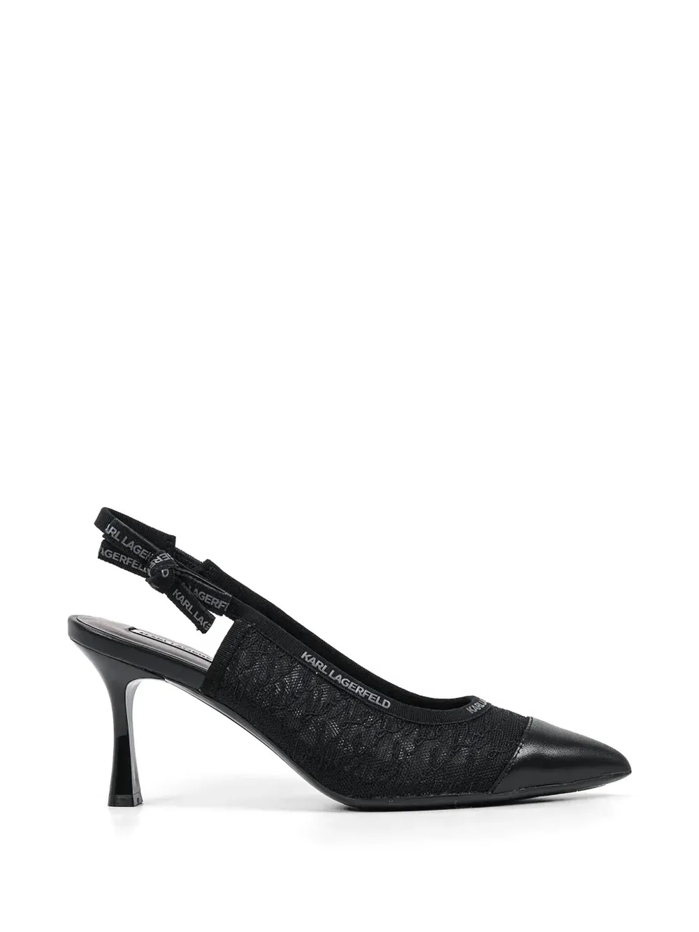 Karl Lagerfeld lace-panelled slingback pumps Zwart