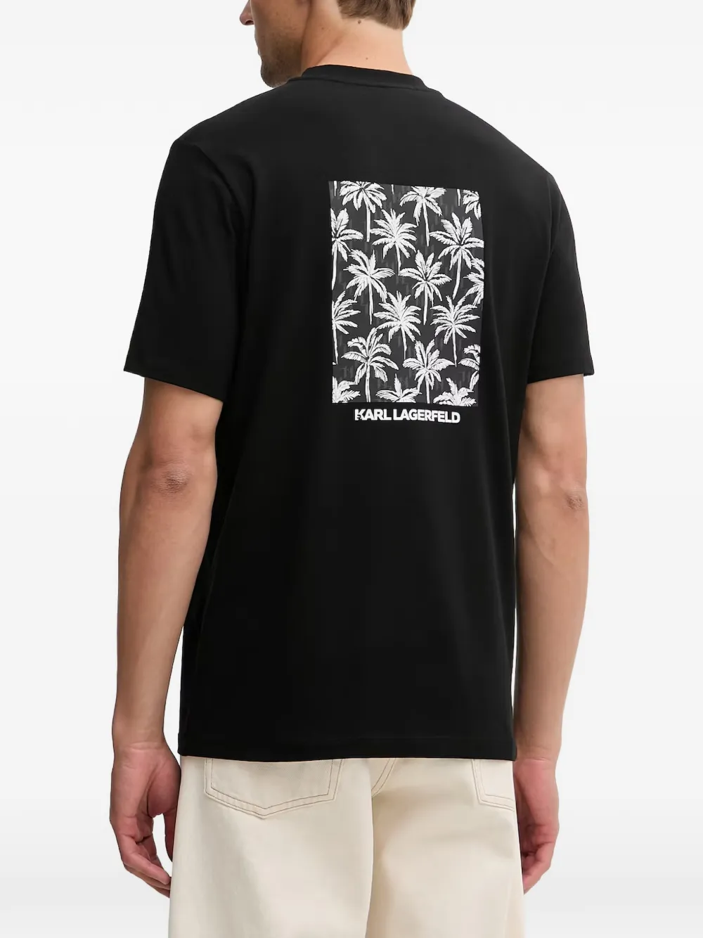 Karl Lagerfeld T-shirt met palmprint Zwart