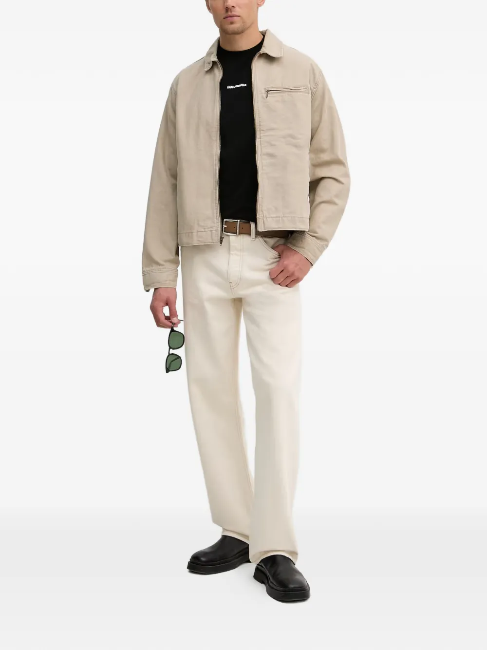 Karl Lagerfeld T-shirt met palmprint Zwart