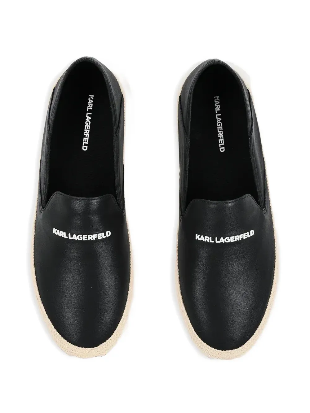 Karl Lagerfeld logo-print braided-trim loafers Zwart