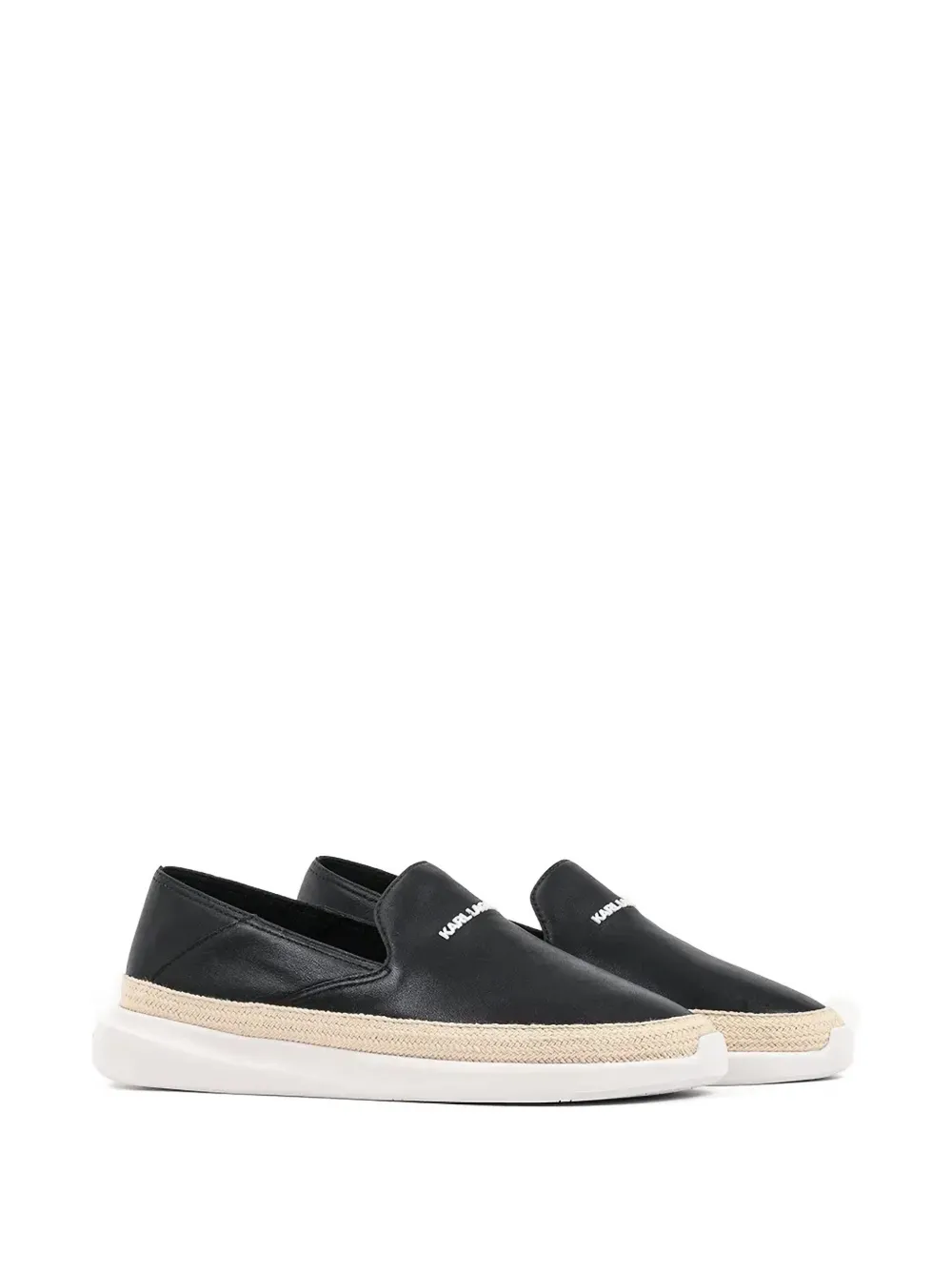 Karl Lagerfeld logo-print braided-trim loafers Zwart