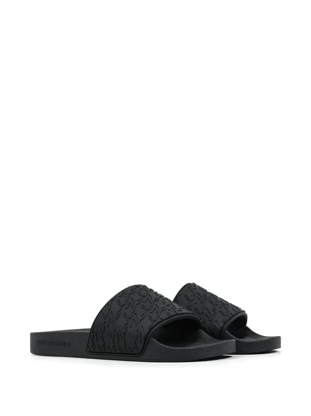 Karl Lagerfeld logo-embossed slides Zwart