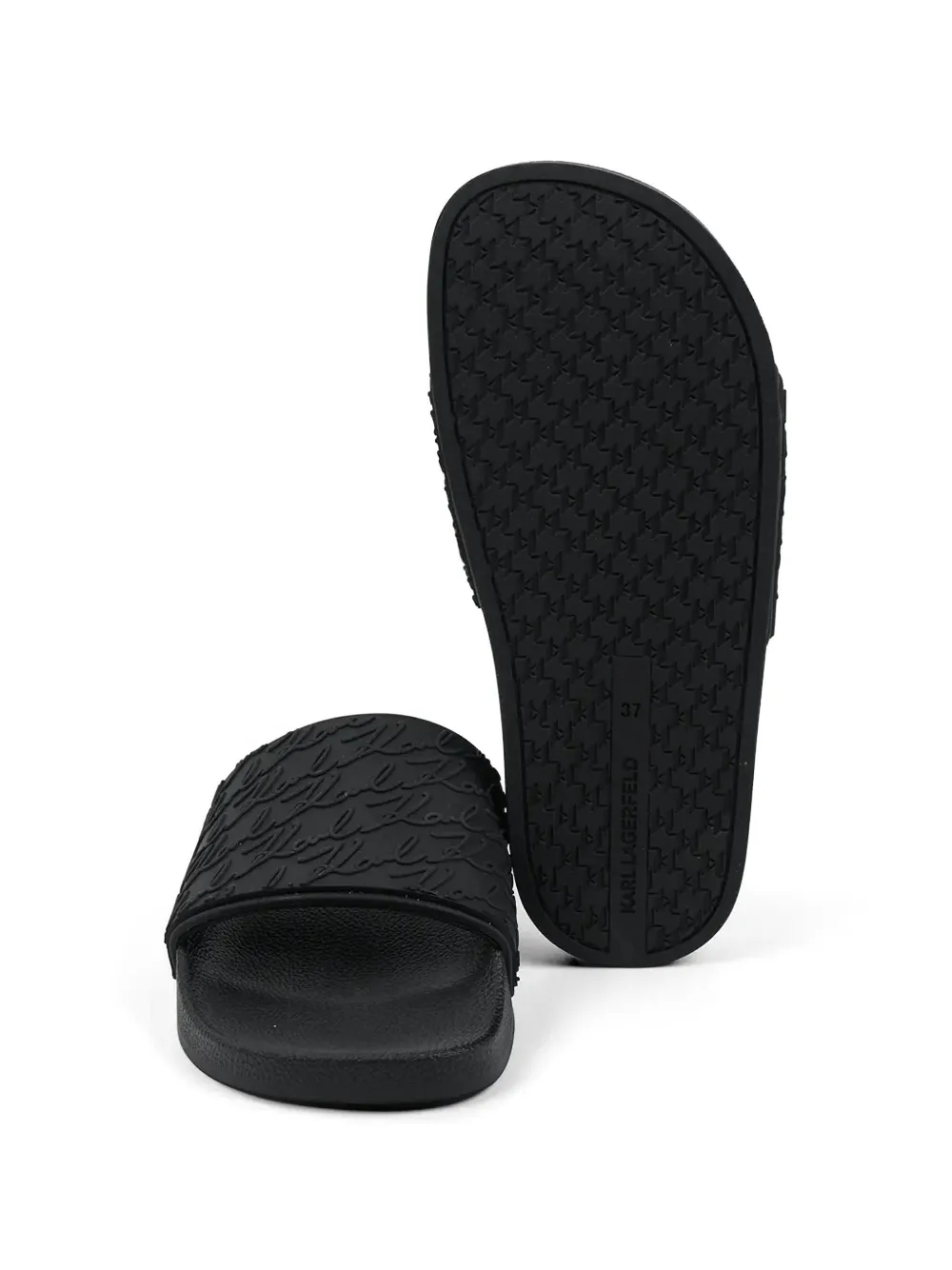 Karl Lagerfeld logo-embossed slides Zwart