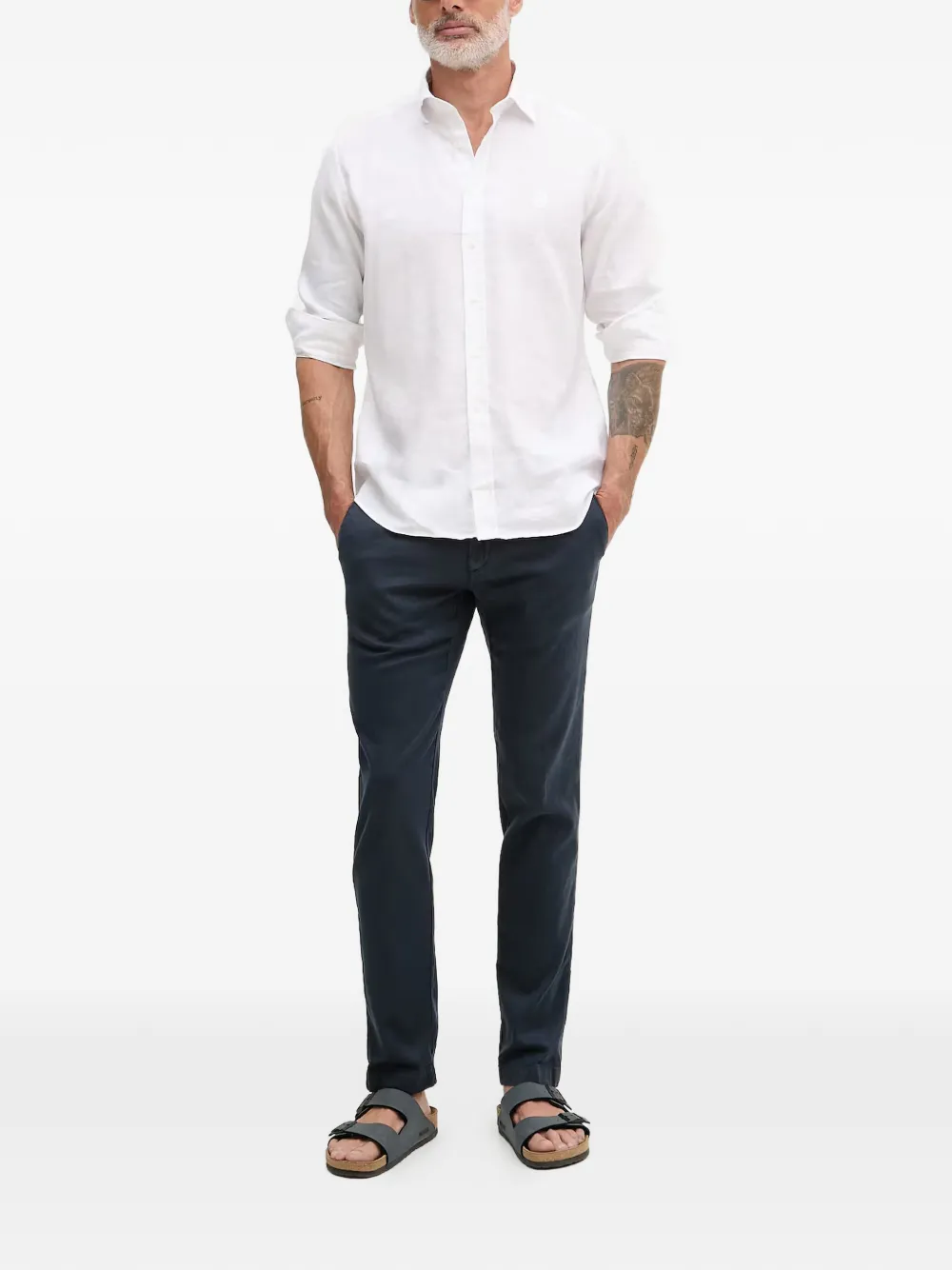 Karl Lagerfeld Broek met knoopsluiting en riemlussen Blauw