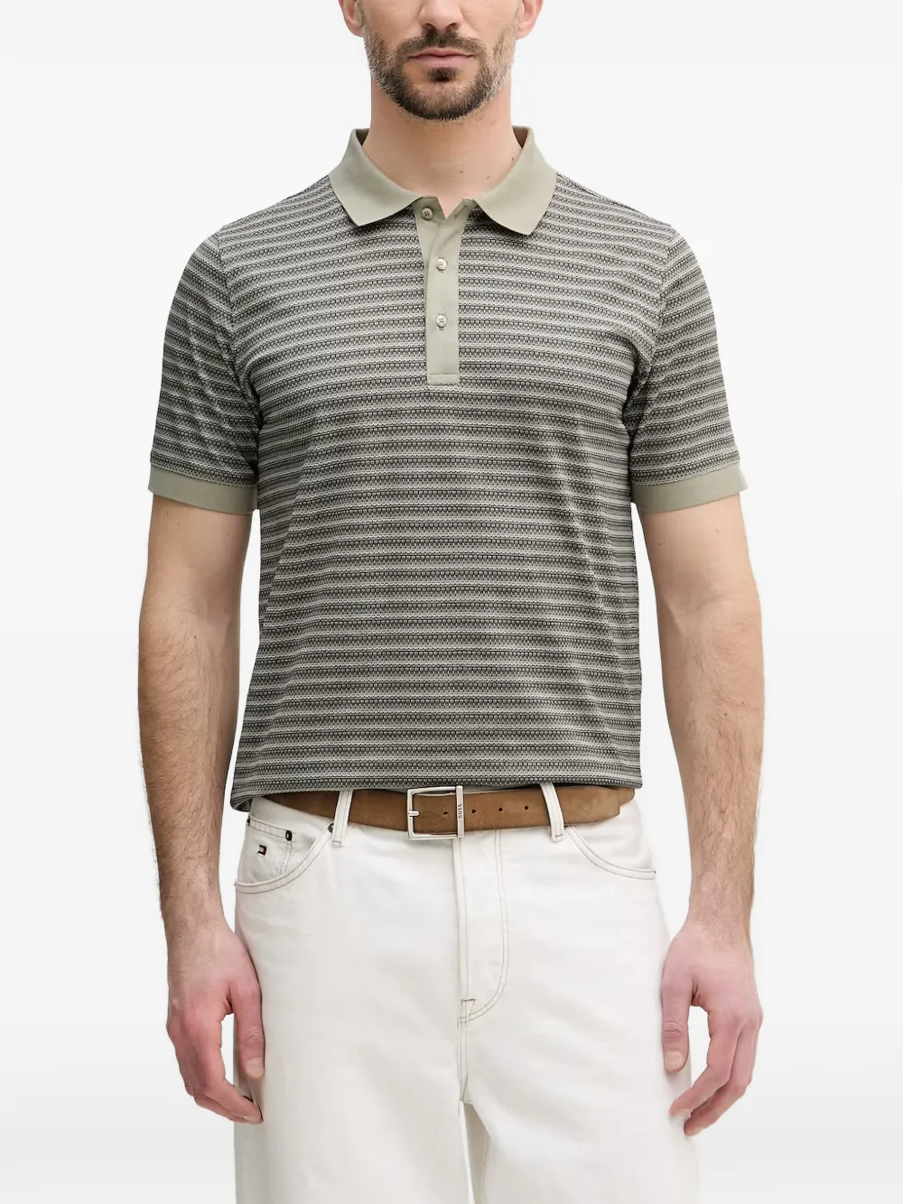 Karl Lagerfeld horizontal-stripe polo shirt - Verde