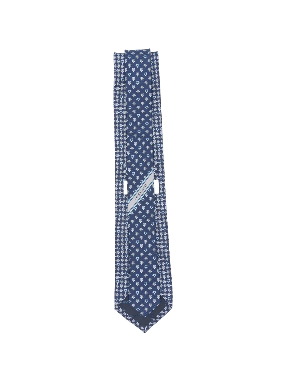 Ferragamo Stropdas met Gancini-print Blauw
