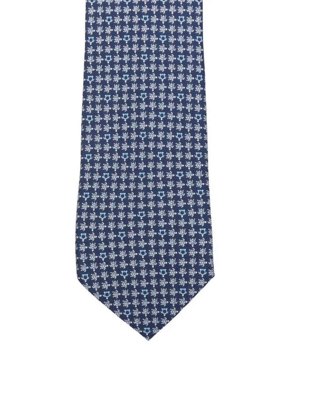 Ferragamo Stropdas met Gancini-print Blauw