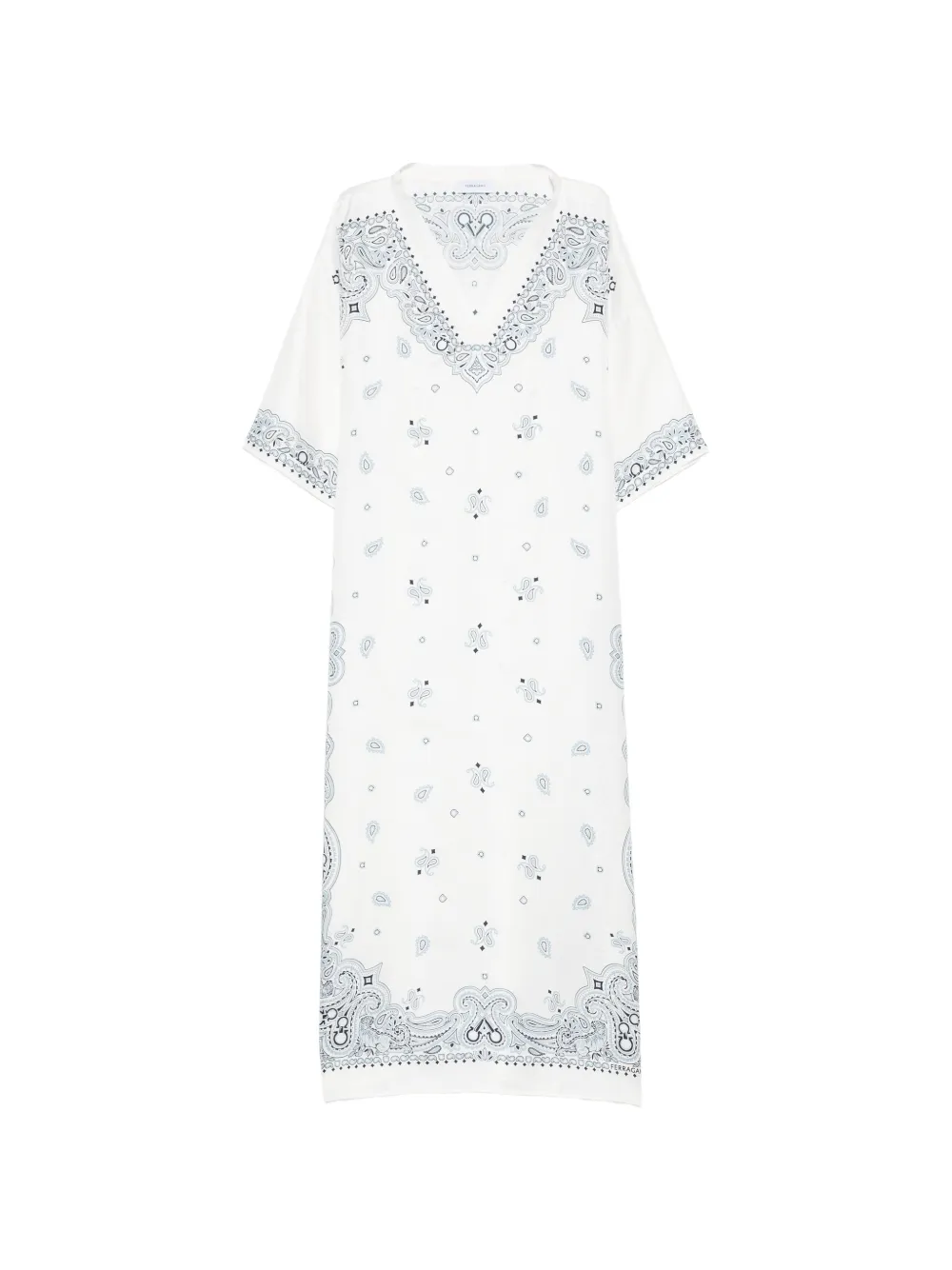 Ferragamo paisley-print V-neck midi dress - Bianco