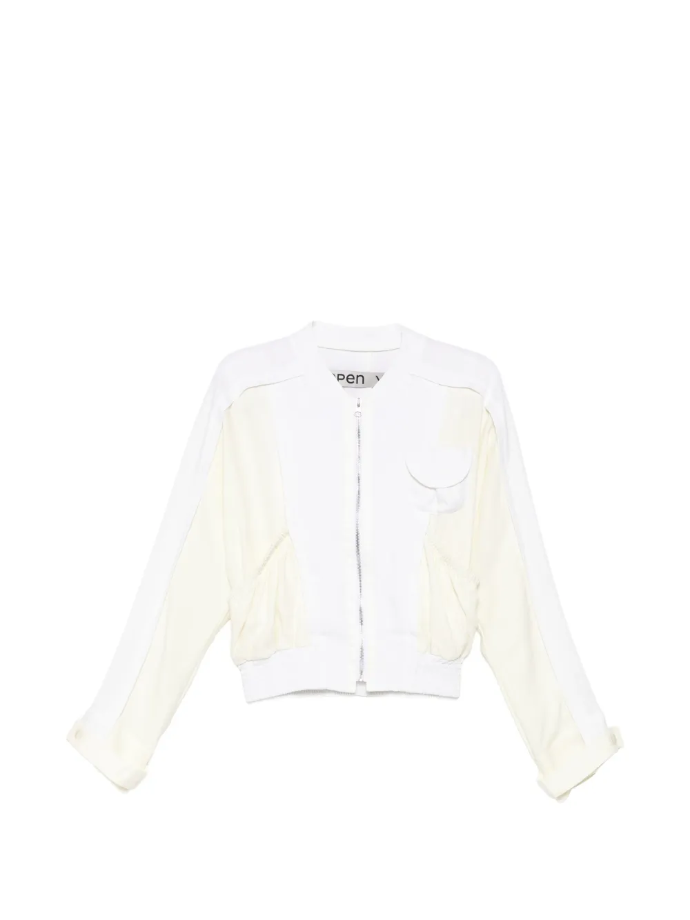 Open YY panelled gathered-detail jacket - Weiß