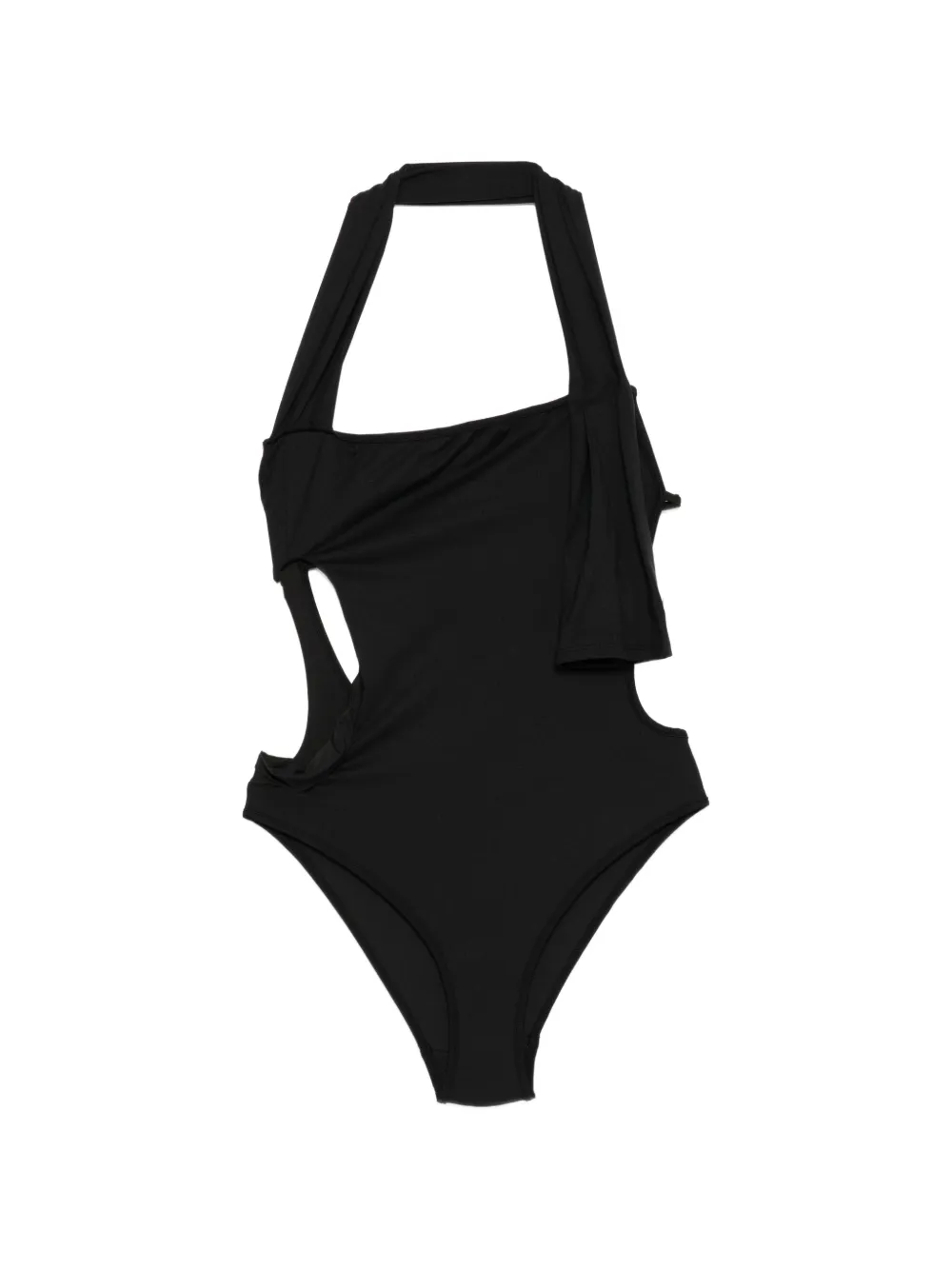 Open YY cut-out halterneck swimsuit - Schwarz